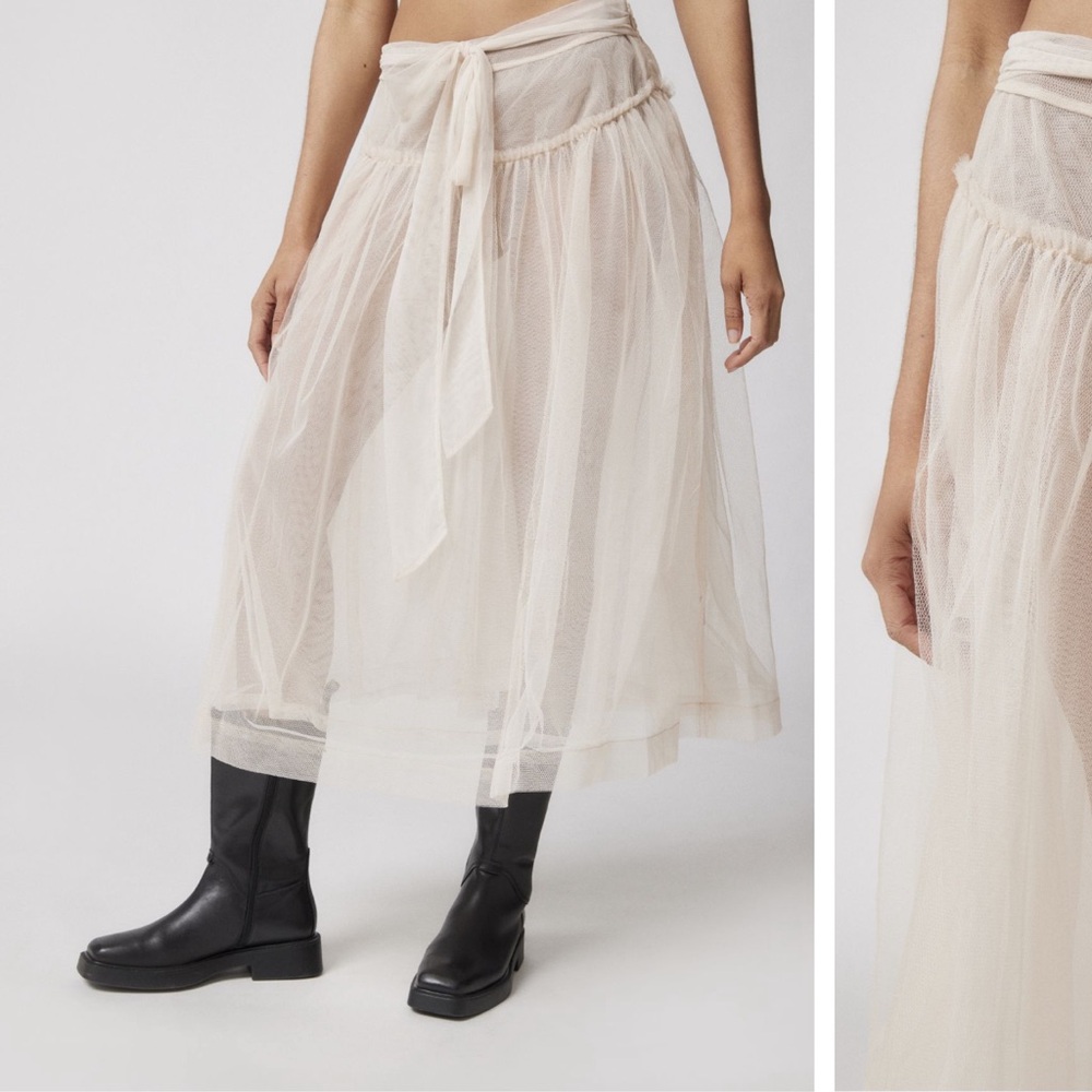 Urban Outfitters Brielle Sheer Tulle Midi Skirt